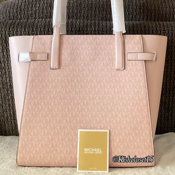 FINAL PRICE‼️ NWT Michael Kors Carmen Large NS Tote Dark Powder Blush - Picture 6 of 17